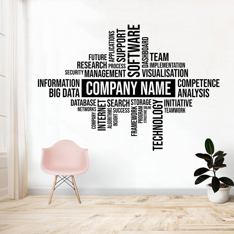 Office Furniture Names - Aangepaste bedrijfsnaam muur sticker, vinyl muur