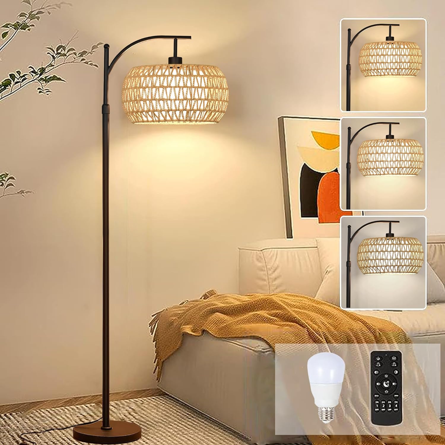 Floor Lamp Arched - Arc vloerlampen voor de woonkamer, rotan