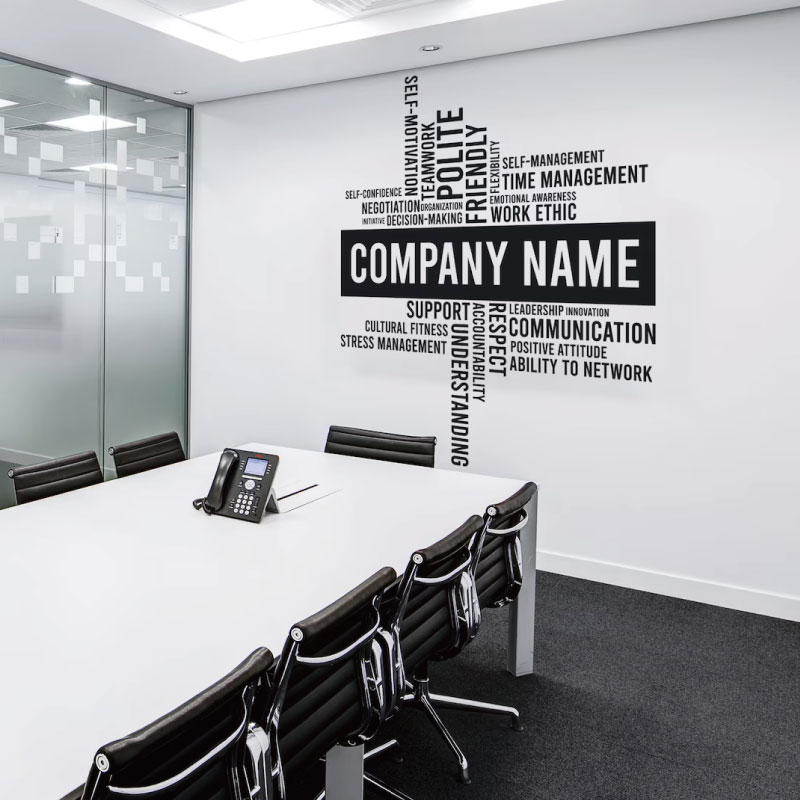 Office Furniture Names - Aangepaste bedrijfsnaam vinyl muursticker interieur kantoor