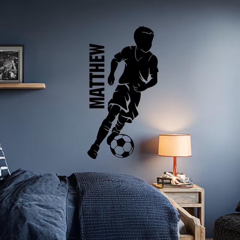 Office Furniture Names - 1pc aangepaste voetbalmuursticker gepersonaliseerde naam voetballer