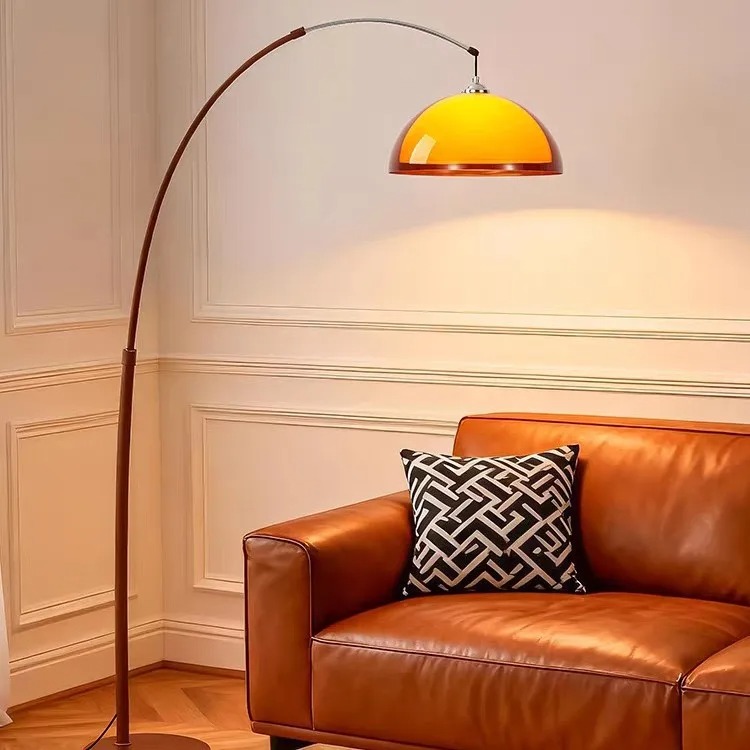 Floor Lamp Arched - Vintage acryl lampenkap vloerlamp modern donkerbruin