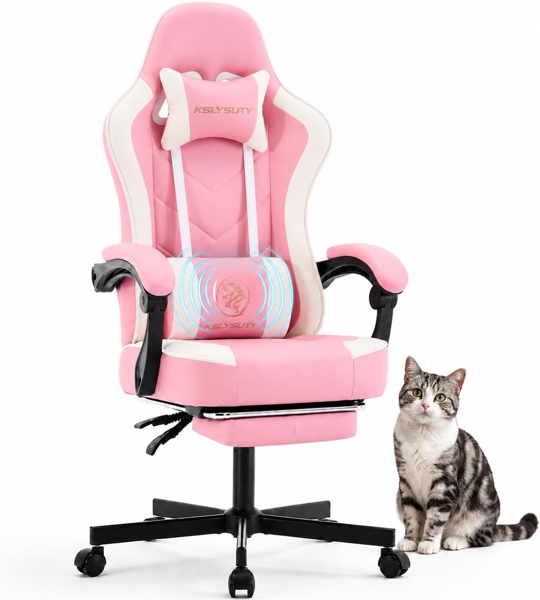 Office Footrest Cushion - Ergonomische gamingstoel met hoge rugleuning, voetsteun,