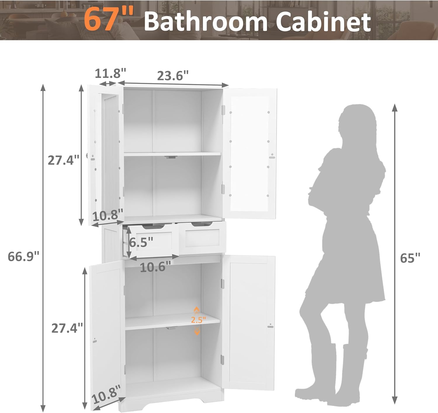 Hoge badkameropbergkast Vrijst - Office Storage Cabinet recensie en prijs