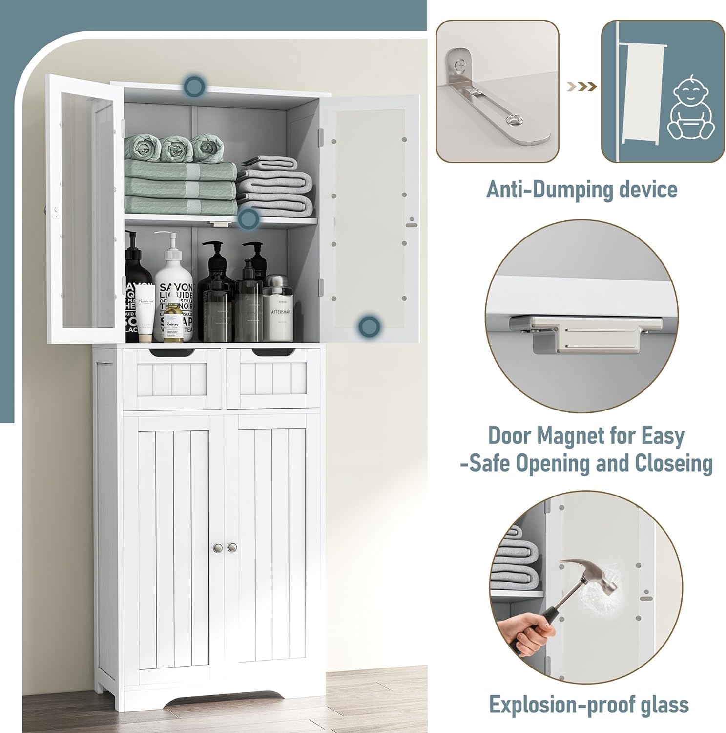 Hoge badkameropbergkast Vrijst - Office Storage Cabinet recensie en prijs